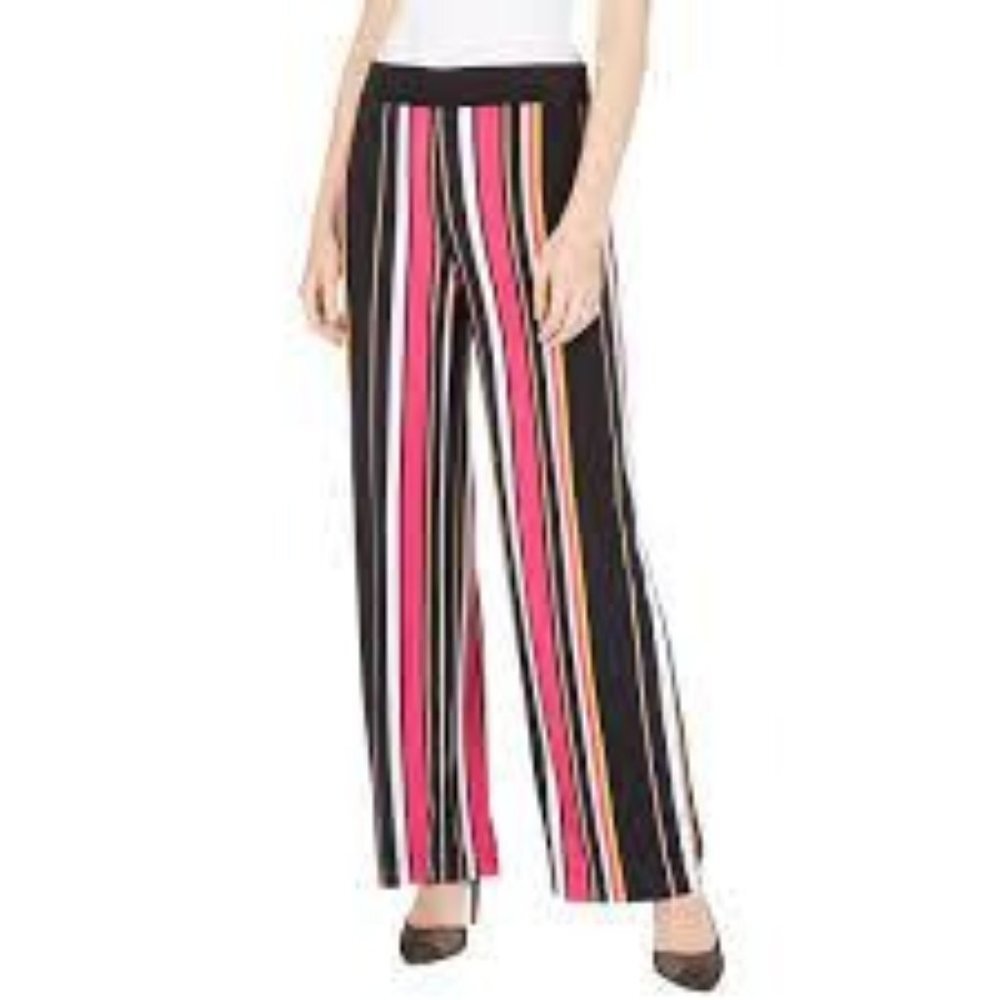 NWT INC International Concepts Stripe Wide Leg Pant Size XLarge Black, pink, yel